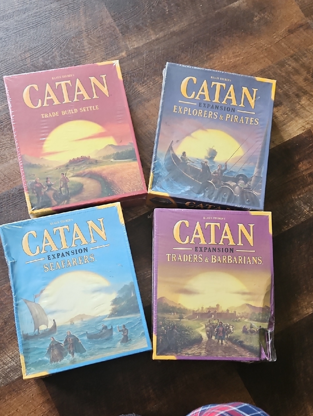 Catan Board Game + 3 Expansions - Red, Blue, Purple, Yellow Covers
